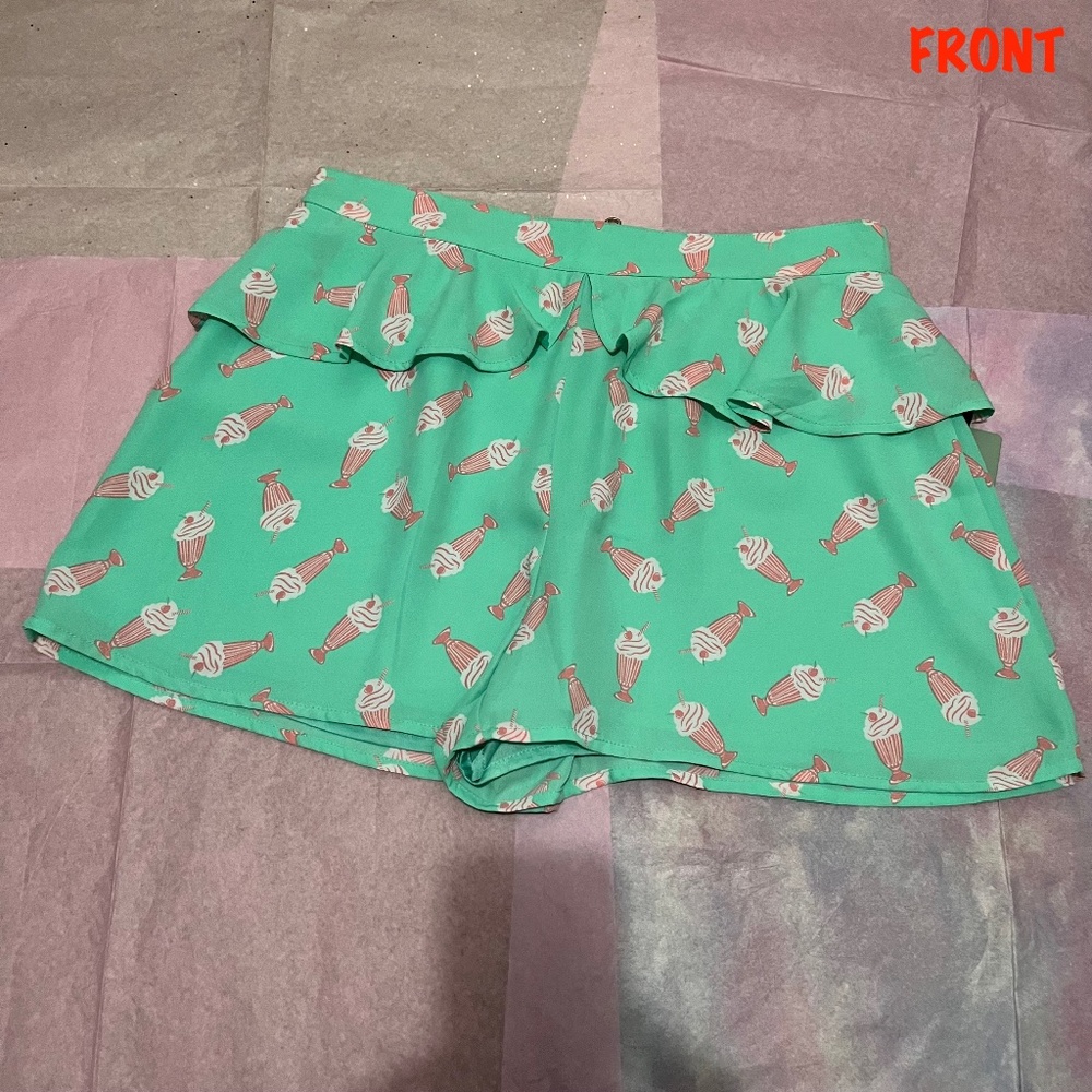 Forever 21 Mint Milkshake Print High Waisted Retro Inspired Shorts